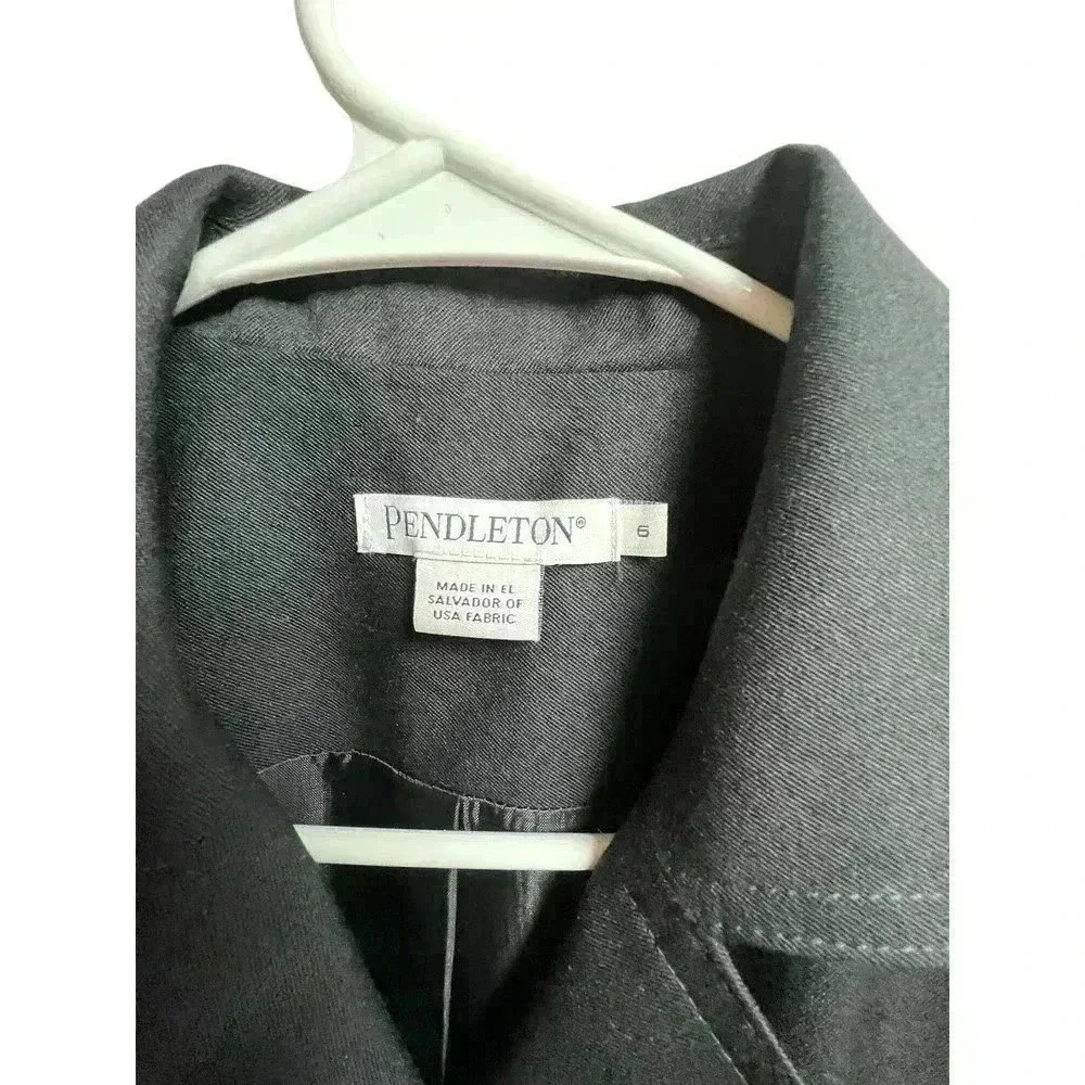 Pendleton Black Shift Belted Dress 100% Virgin Wool Career Fully Lined - Picture 3 of 14